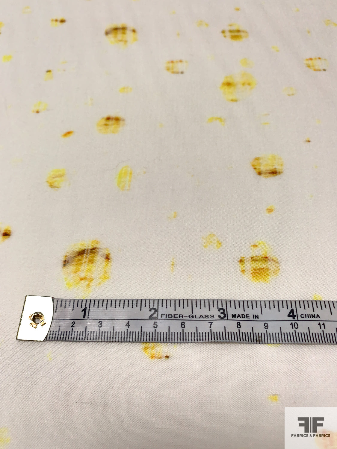 Hazy Spotted Printed Rayon Challis - Yellow / Ivory