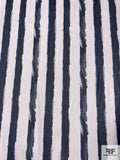 Painterly Striped Printed Polyester Chiffon - Navy / White