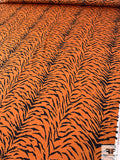 Tiger Printed Hammered Polyester Charmeuse - Burnt Orange / Black