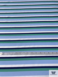 Horizontal Striped Polyester Suiting - Sky Blue / Navy / Jade / White