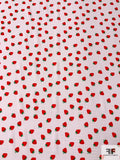 Strawberry Printed Polyester Crepe de Chine - Red / Green / Faintest Pink