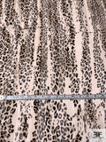 Leopard Printed Satin Striped Polyester Chiffon - Beige / Tan / Black