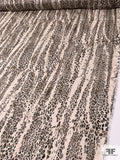 Leopard Printed Satin Striped Polyester Chiffon - Beige / Tan / Black