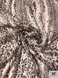 Leopard Printed Satin Striped Polyester Chiffon - Beige / Tan / Black