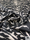 Tiger Printed Hammered Polyester Charmeuse - Black / Ivory