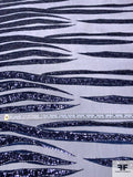 Streaky Pattern Embroidered Tulle with Sequins - Navy