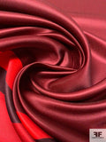 Italian Ruffo Coli Large-Scale Abstract Printed Heavy Polyester Satin Backed Twill - Red / Burgundy / Maroon