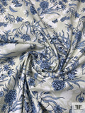 Italian Floral Printed Cotton Lawn - Pale Powder Grey / Blue / Off-White