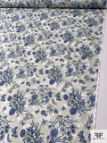 Italian Floral Printed Cotton Lawn - Pale Powder Grey / Blue / Off-White