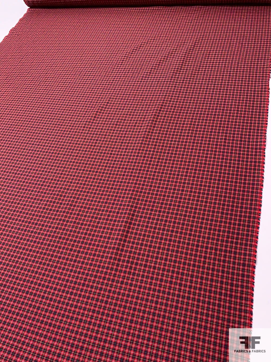 Made in Japan Yarn-Dyed Gingham Plaid Cotton Shirting - Red / Navy / Tangerine / White