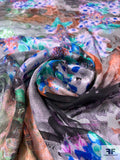 Dreamy Floral Printed Burnout Silk Chiffon - Multicolor