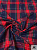 Tartan Plaid Wool Flannel Gabardine Suiting - Red / Navy / Evergreen / White