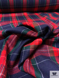 Tartan Plaid Wool Flannel Gabardine Suiting - Red / Navy / Evergreen / White