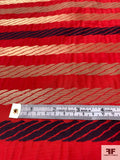 Marc Jacobs Vintage Rope Pattern Horizontal Striped Metallic Brocade - Red / Gold / Navy