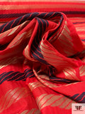 Marc Jacobs Vintage Rope Pattern Horizontal Striped Metallic Brocade - Red / Gold / Navy