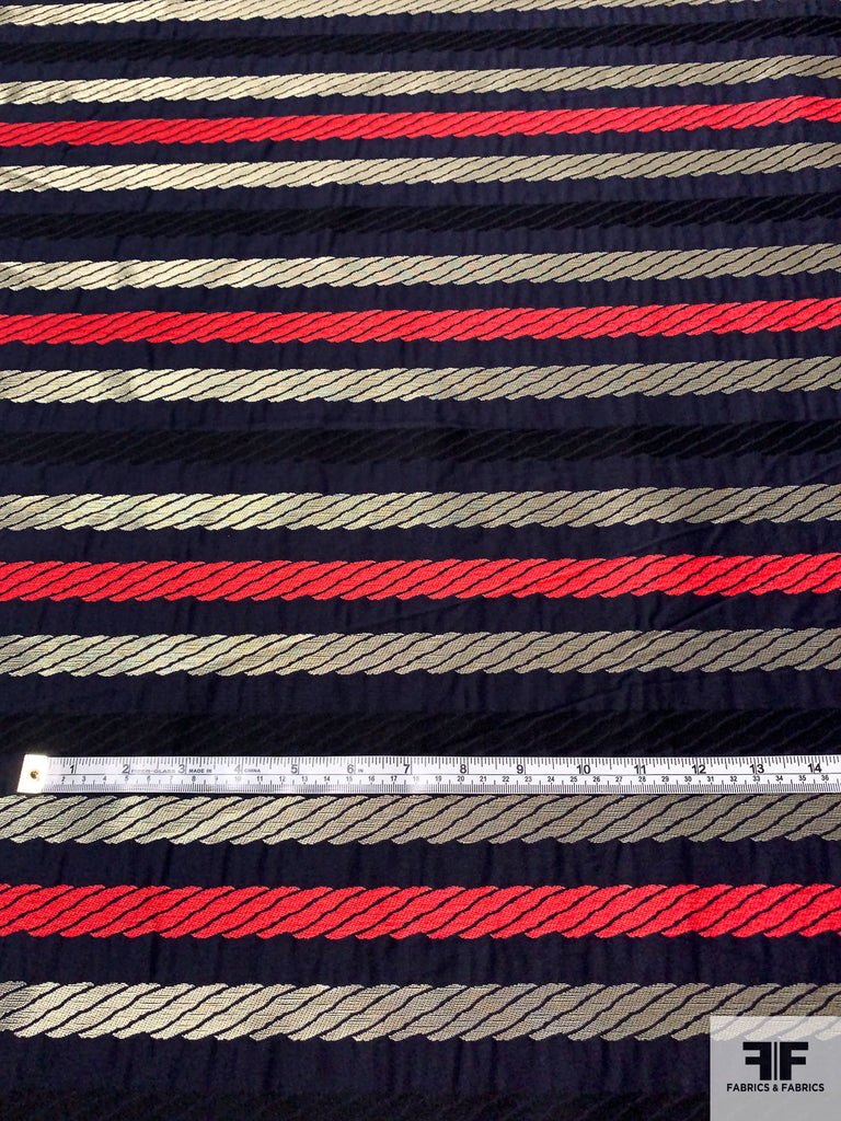 Marc Jacobs Vintage Rope Pattern Horizontal Striped Metallic Brocade ...