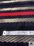Marc Jacobs Vintage Rope Pattern Horizontal Striped Metallic Brocade - Navy / Red / Gold