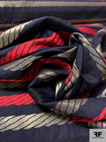 Marc Jacobs Vintage Rope Pattern Horizontal Striped Metallic Brocade - Navy / Red / Gold