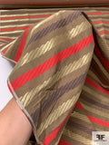 Marc Jacobs Vintage Rope Pattern Horizontal Striped Metallic Brocade - Field Brown / Red / Gold