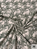 Marc Jacobs Vintage Dragon Dogs Textured Reversible Brocade - Dark Sage / Off-White