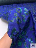 Jason Wu Italian Animal Pattern Textured Metallic Jacquard Brocade - Royal Blue / Sparkly Green / Black