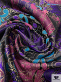 Vibrant Metallic Brocade - Black / Purple / Turquoise / Berry Pink / Gold