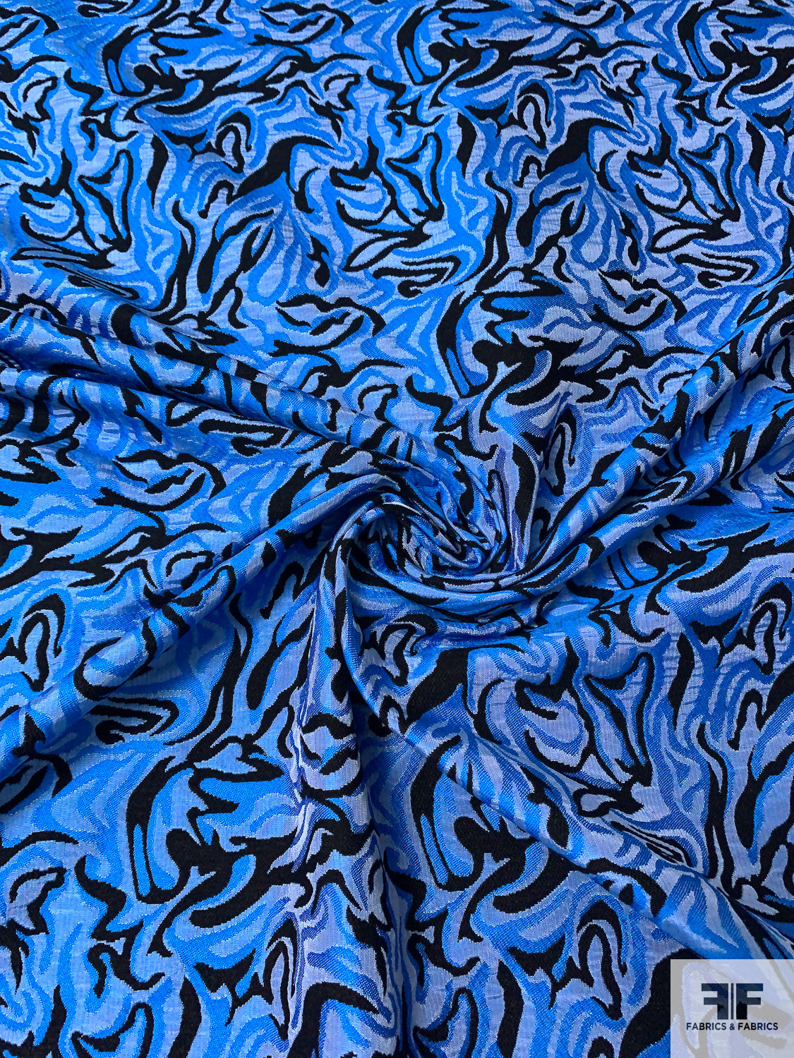 Italian Abstract Brocade - Blue / Black | FABRICS & FABRICS – Fabrics ...