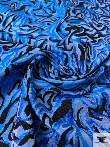 Italian Abstract Brocade - Blue / Black | FABRICS & FABRICS – Fabrics ...