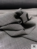 Italian Glen Plaid Double-Sided Virgin Wool Suiting with Glossy Finish - Black / Off-White