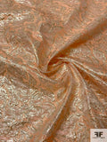 Italian Textured Cloqué 2-Ply Metallic Polyester Organza - Peachy Orange / Gold