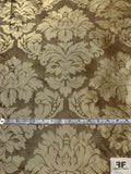 Reversible Damask Fine Jacquard-Faille Silk Brocade - Earthy Gold / Brown