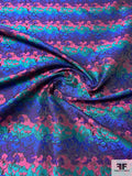 Abstract Painterly Brocade - Sea Green / Royal / Purple