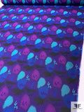 Graffiti Inspired Brocade - Purple / Turquoise / Royal Blue
