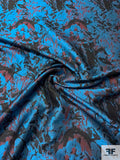 Abstract Splatter Brocade - Ocean Blue / Black / Maroon