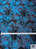 Abstract Splatter Brocade - Ocean Blue / Black / Maroon