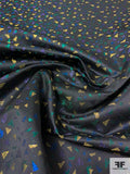 Geometric Confetti Pattern Stiff Metallic Brocade - Green / Blue / Light Gold / Black