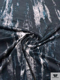Hazy Abstract Printed Stretch Cotton Corduroy - Midnight Navy / Teal / Grey