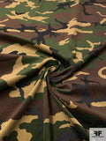 Italian Camouflage Printed Wide Wale Cotton Corduroy - Army Green / Tan / Brown