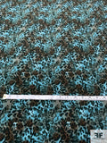 Cheetah Printed Pinwale Cotton Corduroy - Dull Turquoise / Black / Brown
