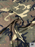 Camouflage Printed Rayon Challis with Lurex Clips - Army Greens / Black / Brown