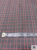 Glen Plaid Grid Suiting - Neon Coral / Black / White