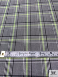 Glen Plaid Grid Suiting - Neon Green / Black / White