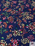 Floral Printed Rayon Crepe - Navy / Multicolor