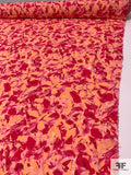 Abstract Painterly Printed Rayon Crepe - Berry Pink / Pink / Peachy Coral