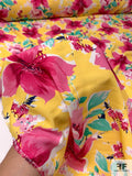 Bright Floral Printed Rayon Crepe - Yellow / Berry Pink / Jade