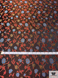 Ornate Floral Brocade - Dark Copper / Red / Blue