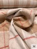 Italian Plaid Wool Blend Brushed Flannel Jacket Weight - Beige / Tan / Burnt Red