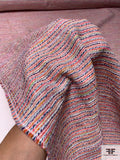Italian Vibrant Striped Tweed Suiting with Lurex Fibers - Orange / Blue / Multicolor