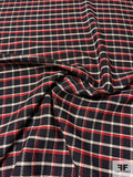 Italian Plaid Twill-Weave Textured Wool Suiting - Black / Red / Cream