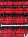 Italian Plaid Mohair-Look Jacket Weight - Red / Black / Off-White